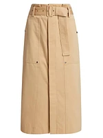 Maia Belted Cotton Utility Skirt