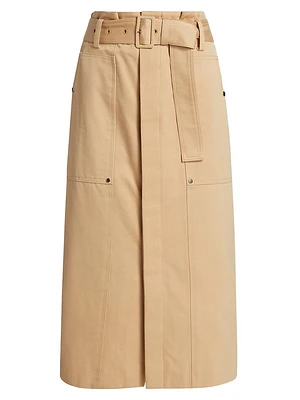 Maia Belted Cotton Utility Skirt