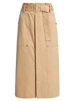 Maia Belted Cotton Utility Skirt