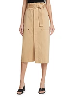 Maia Belted Cotton Utility Skirt