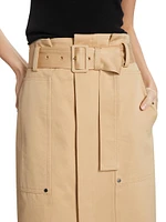 Maia Belted Cotton Utility Skirt