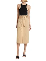 Maia Belted Cotton Utility Skirt