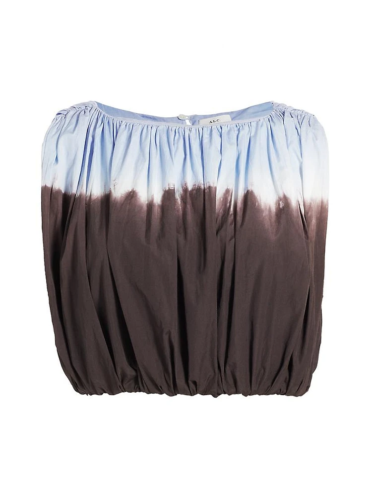 Nell Shirred Dip-Dyed Cotton Crop Top