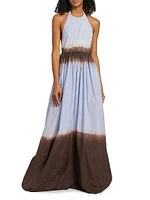 Blair Dip-Dyed Cotton Halter Maxi Dress