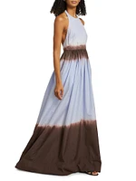 Blair Dip-Dyed Cotton Halter Maxi Dress