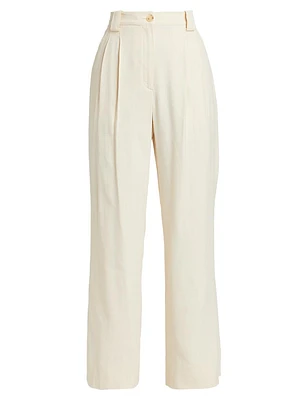 Tommy II Linen-Blend Pleated Pants