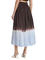 Gina Dip-Dyed Cotton Midi-Skirt