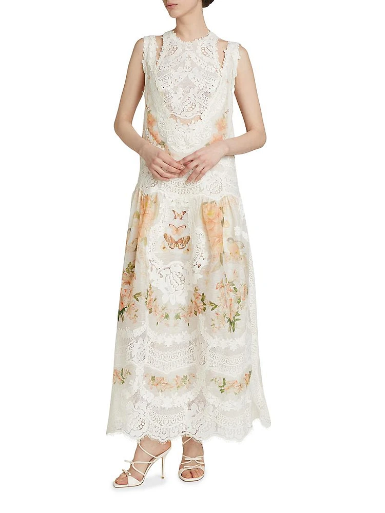 Natura Lace Patch Tank Maxi-Dress