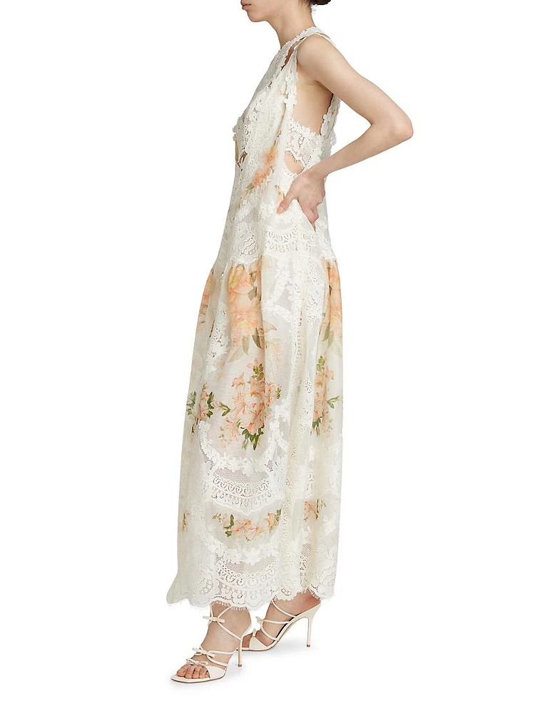 Natura Lace Patch Tank Maxi-Dress