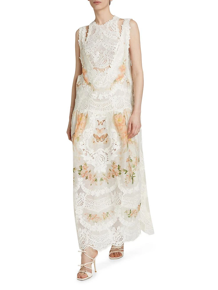 Natura Lace Patch Tank Maxi-Dress