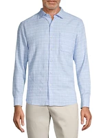 Barbados Breeze Plaid Linen-Blend Shirt