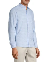 Barbados Breeze Plaid Linen-Blend Shirt