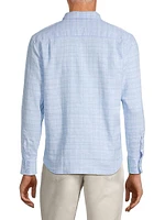 Barbados Breeze Plaid Linen-Blend Shirt