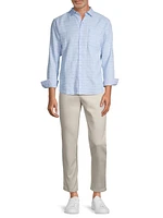 Barbados Breeze Plaid Linen-Blend Shirt