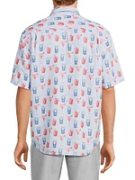 Coconut Point Red White Cheers Camp Shirt