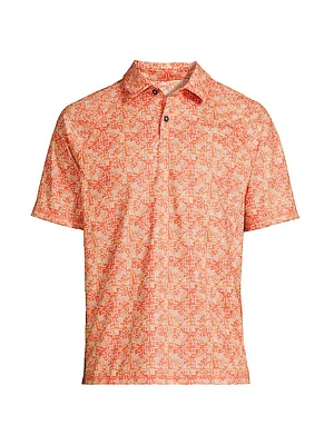 Hibiscus Tiles Abstract Polo Shirt