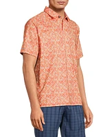 Hibiscus Tiles Abstract Polo Shirt