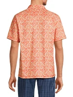 Hibiscus Tiles Abstract Polo Shirt