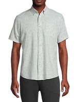 Breeze Leaf-Print Button-Down Shirt