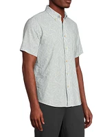 Breeze Leaf-Print Button-Down Shirt