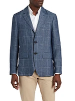 Reserve Windowpane Linen Two-Button Blazer