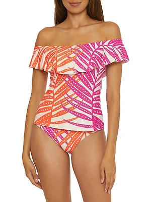 Sheer Tropics Ruffled Tankini Top