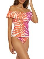 Sheer Tropics Ruffled Tankini Top