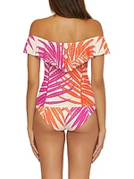 Sheer Tropics Ruffled Tankini Top