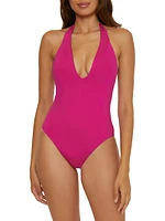 Monaco Plunging V-Neck One-Piece Swimsuit