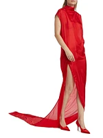 Abito Silk Train Maxi Dress