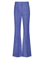 Lola Denim Stretch Crepe Cropped Flare Trousers