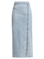 Ms. Madison Acid-Washed Denim Maxi Skirt