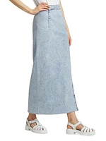 Ms. Madison Acid-Washed Denim Maxi Skirt