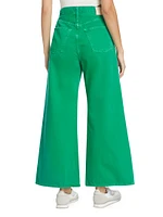 Beverly Cotton Wide-Leg Crop Jeans