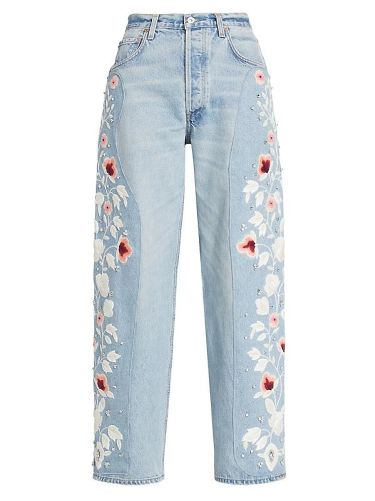 Ayla Floral Embroidered Straight-Leg Jeans