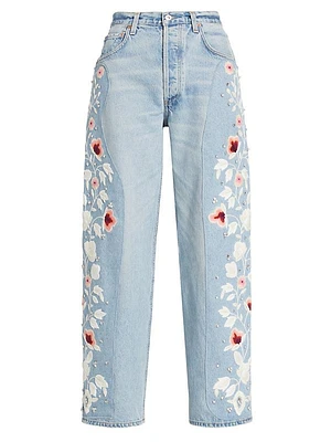 Ayla Floral Embroidered Straight-Leg Jeans