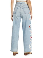 Ayla Floral Embroidered Straight-Leg Jeans