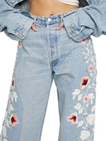 Ayla Floral Embroidered Straight-Leg Jeans