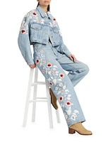 Ayla Floral Embroidered Straight-Leg Jeans