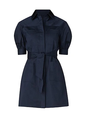 Vince Cotton Sateen Tie-Waist Shirtdress