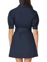 Vince Cotton Sateen Tie-Waist Shirtdress