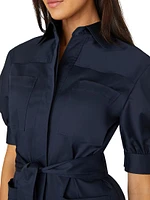 Vince Cotton Sateen Tie-Waist Shirtdress