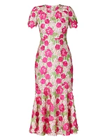 Romaine Floral Guipure Lace Midi-Dress