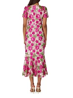 Romaine Floral Guipure Lace Midi-Dress