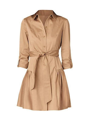 Ruth Stretch Cotton Tie-Waist Shirtdress