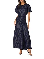 Prisma Ruched Plaid Maxi Dress