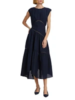 Gathered Linen-Blend Handkerchief Midi-Dress