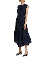 Gathered Linen-Blend Handkerchief Midi-Dress