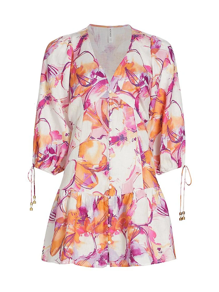 Nadia Floral Linen Minidress