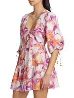 Nadia Floral Linen Minidress